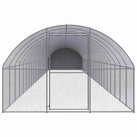 Pollaio per Esterni 3x24x2 m in Acciaio Zincato