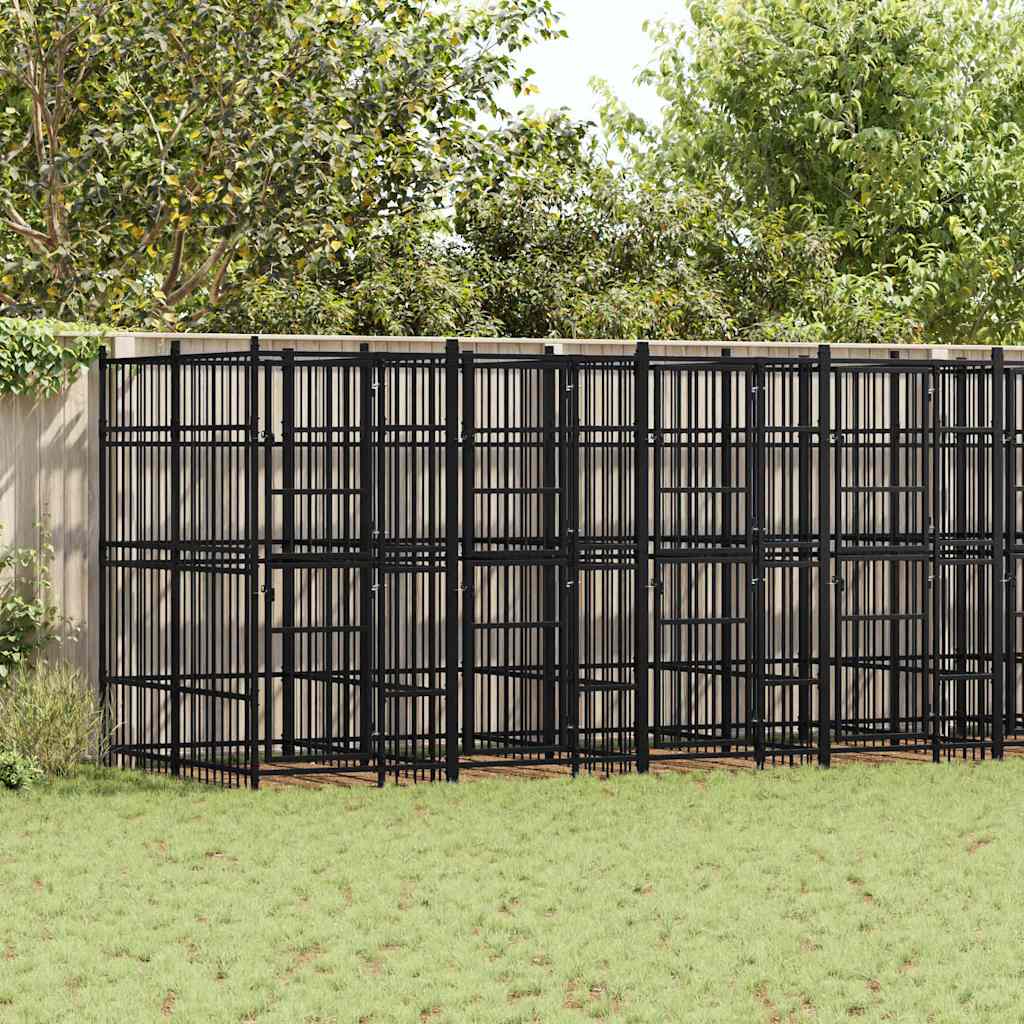 Gabbia per Cani da Esterno in Acciaio 14,75 m²