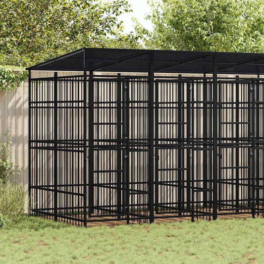 Gabbia per Cani da Esterno con Tetto in Acciaio 9,22 m²