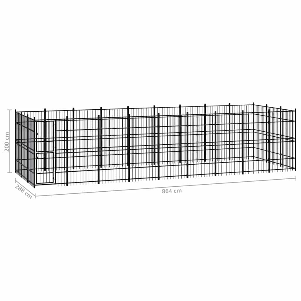 Gabbia per Cani da Esterno in Acciaio 24,88 m²
