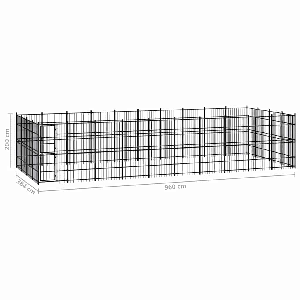 Gabbia per Cani da Esterno in Acciaio 36,86 m²