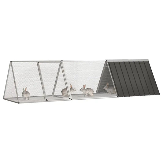 Gabbia per conigli 302,5x80,5x71 cm in acciaio zincato