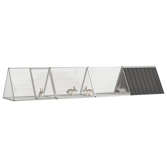 Gabbia per conigli 403,5x80,5x71 cm in acciaio zincato con estensioni