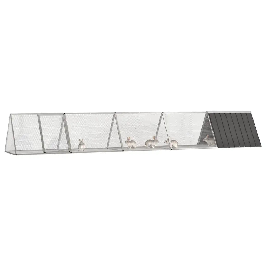 Gabbia per conigli 504,5x80,5x71 cm in acciaio zincato con 3 estensioni