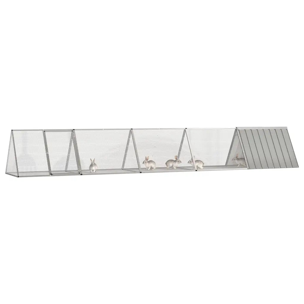 Gabbia per conigli 504,5x80,5x71 cm in acciaio zincato con 3 estensioni
