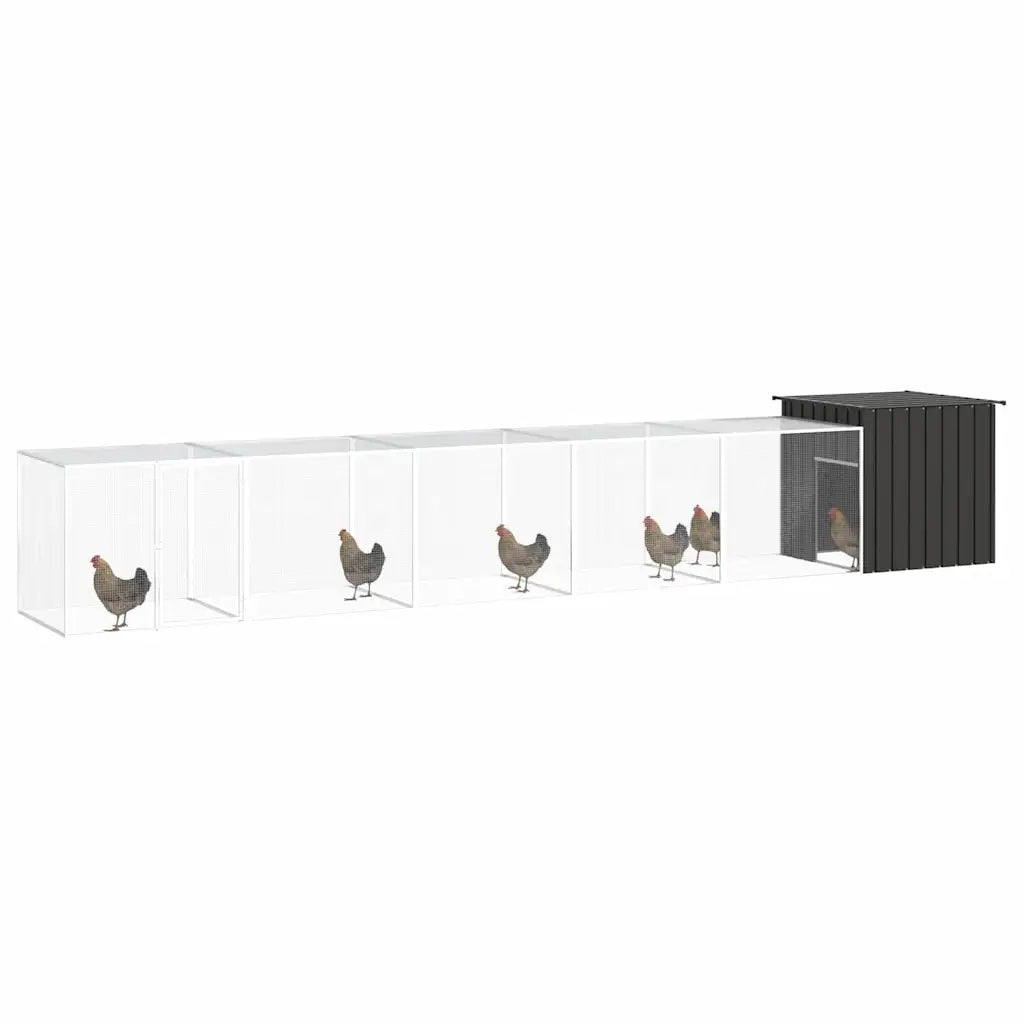 Gabbia per polli 600x91x100 cm in acciaio zincato con 4 estensioni