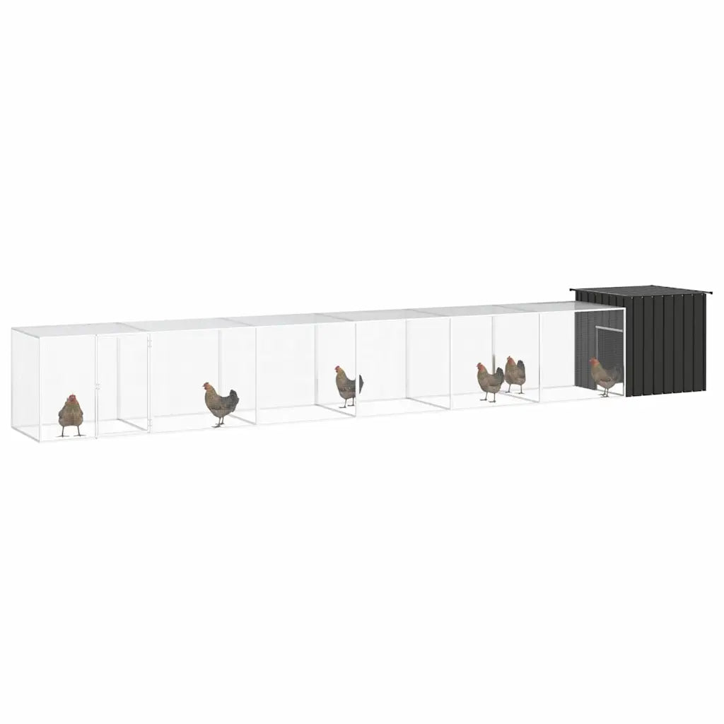 Gabbia per polli 700x91x100 cm in acciaio zincato con 5 estensioni