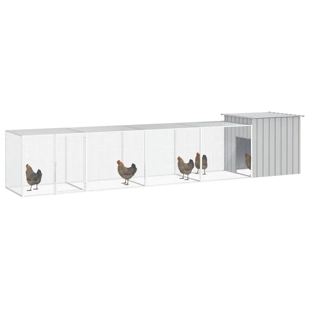 Gabbia per polli 500x91x100 cm in acciaio zincato con 3 estensioni