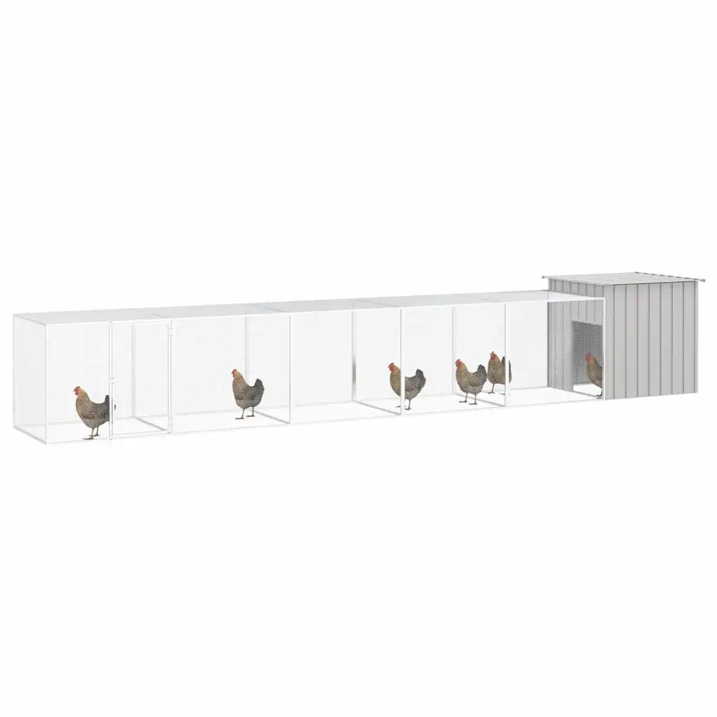 Gabbia per polli 600x91x100 cm in acciaio zincato con 4 estensioni