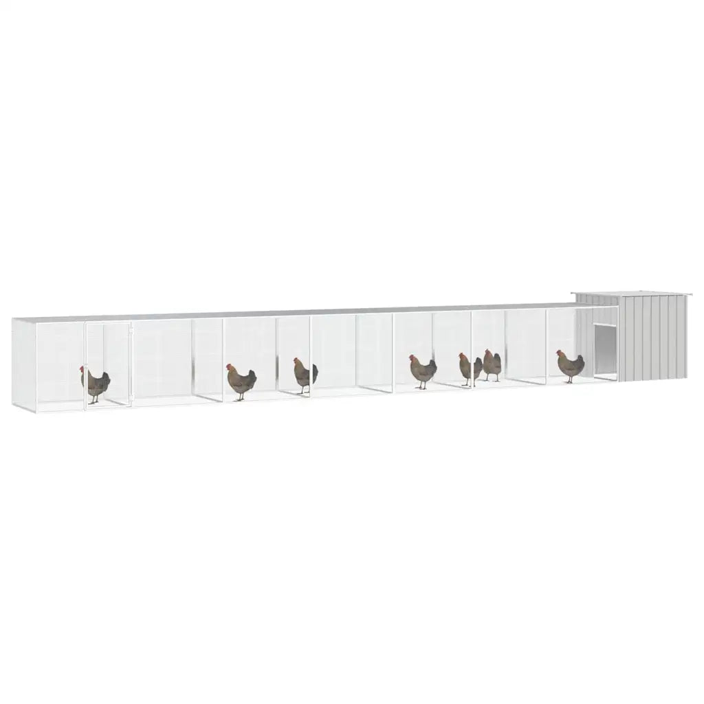 Gabbia per polli 700x91x100 cm in acciaio zincato con 5 estensioni