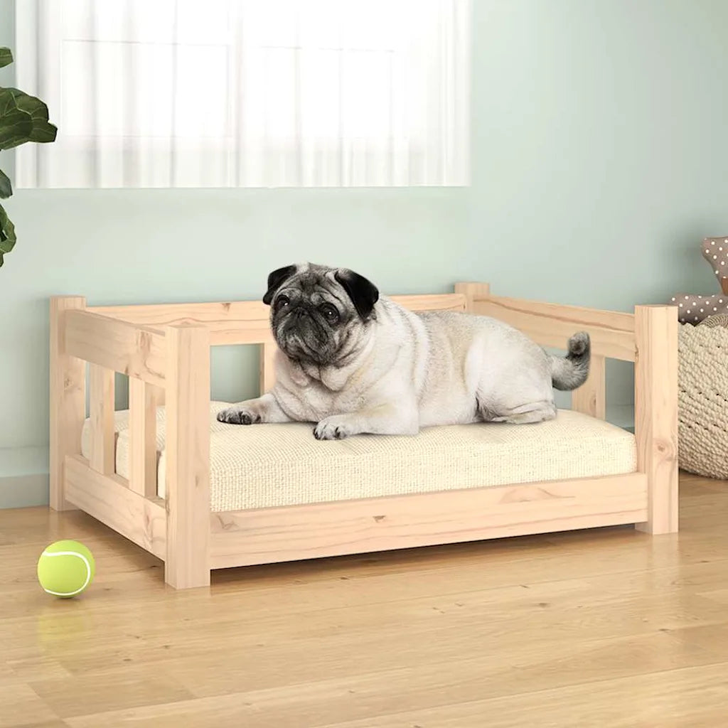 Letto per cani in legno di pino massello 65,5x50,5x28 cm