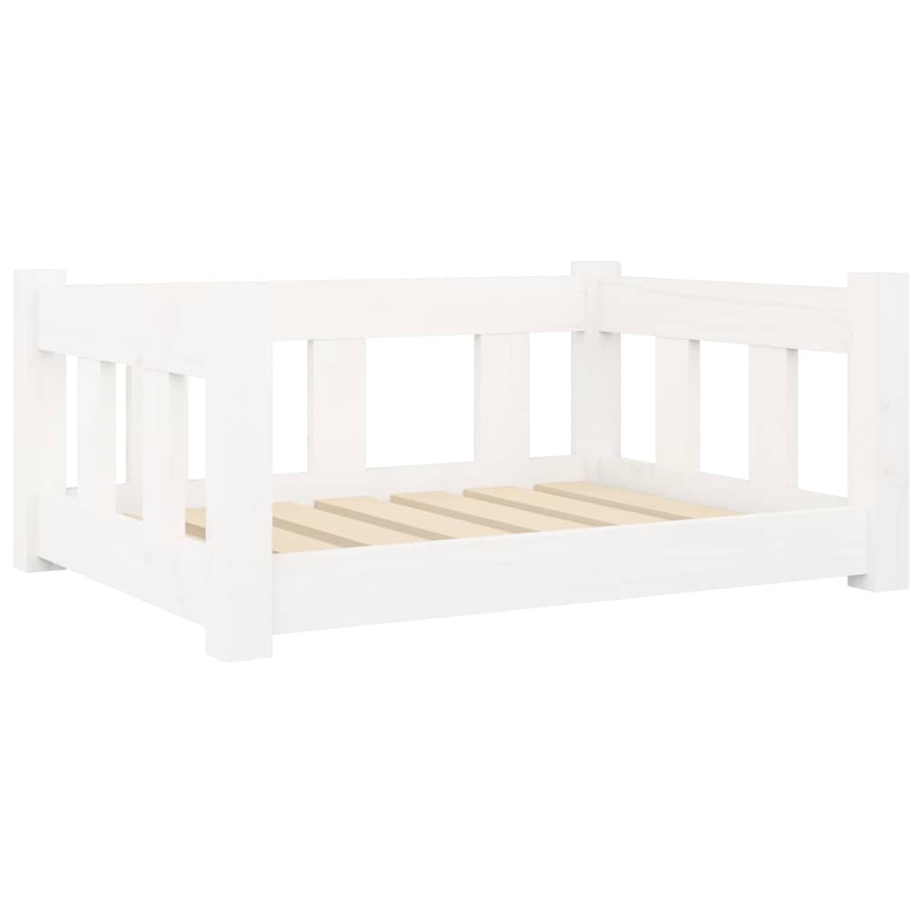 Cuccia per Cani Bianca 65,5x50,5x28 cm Legno Massello di Pino