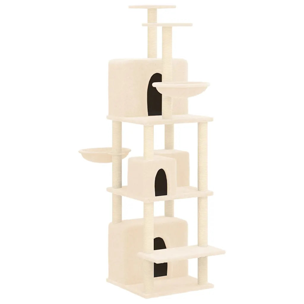 Albero per gatti con tiragraffi in sisal 64x97x180 cm grigio
