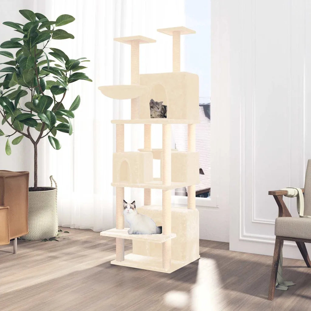 Albero per gatti con tiragraffi in sisal 64x97x180 cm grigio