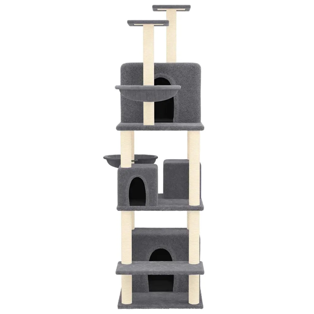 Albero per gatti con tiragraffi in sisal 64x97x180 cm grigio