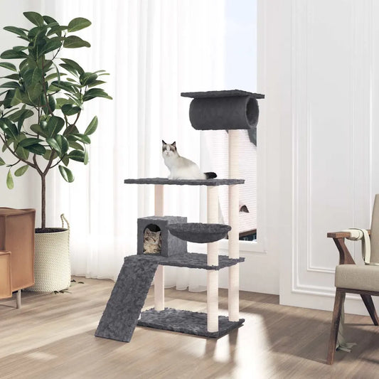 Albero per gatti con tiragraffi in sisal 76,5x70x131 cm
