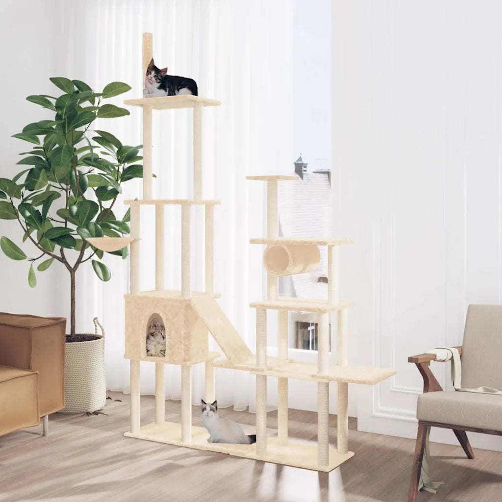 Albero per gatti con tiragraffi in sisal 166x35x279 cm