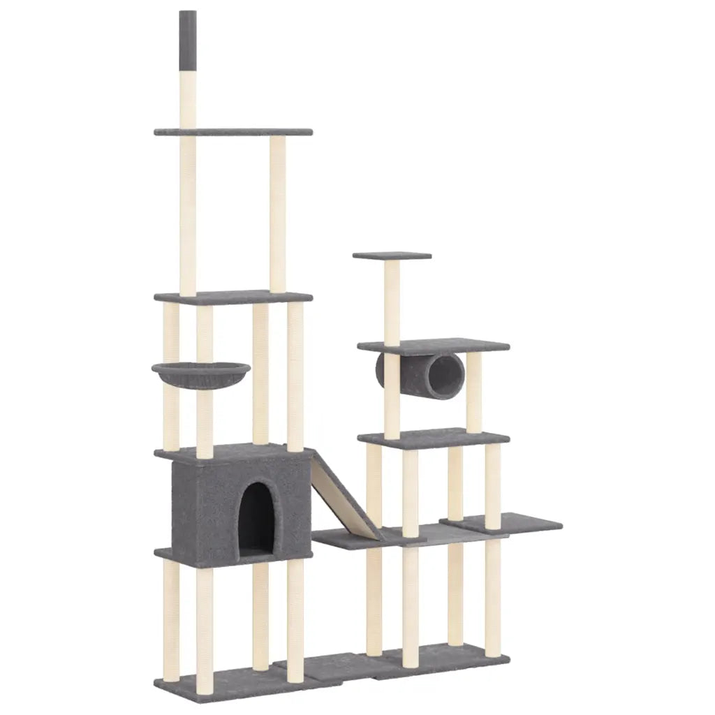 Albero per gatti con tiragraffi in sisal 166x35x279 cm
