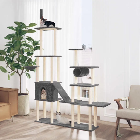 Albero per gatti con tiragraffi in sisal 166x35x279 cm