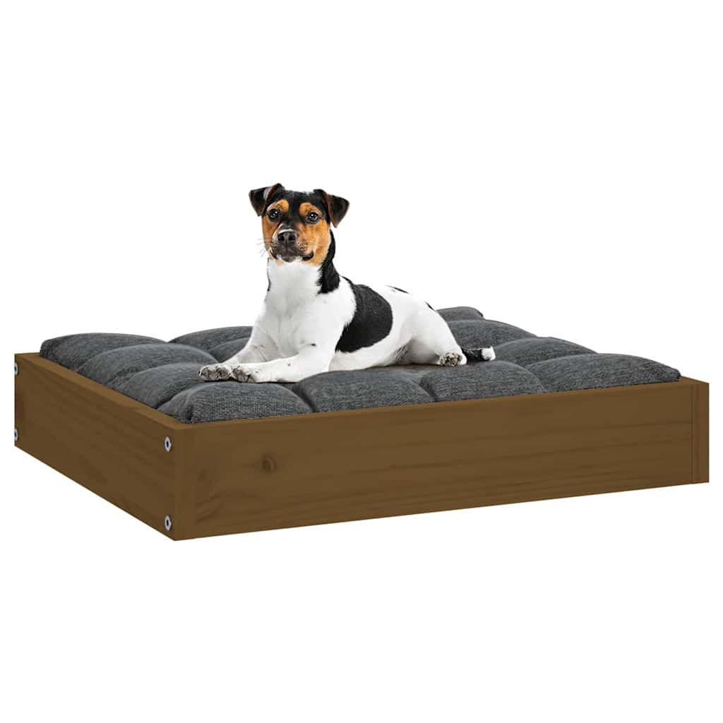 Cuccia per Cani Ambrata 51,5x44x9 cm in Legno Massello di Pino