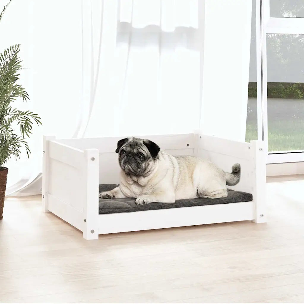 Letto per cani in legno di pino massello 65,5x50,5x28 cm