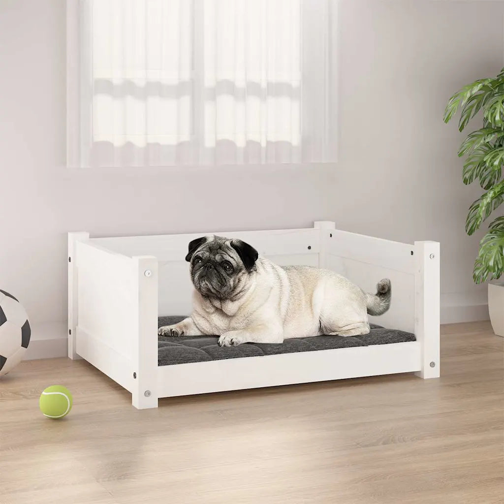Letto per cani in legno di pino massello 65,5x50,5x28 cm