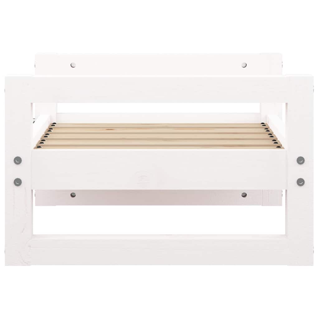 Cuccia per Cani Bianca 55,5x45,5x28cm in Legno Massello di Pino