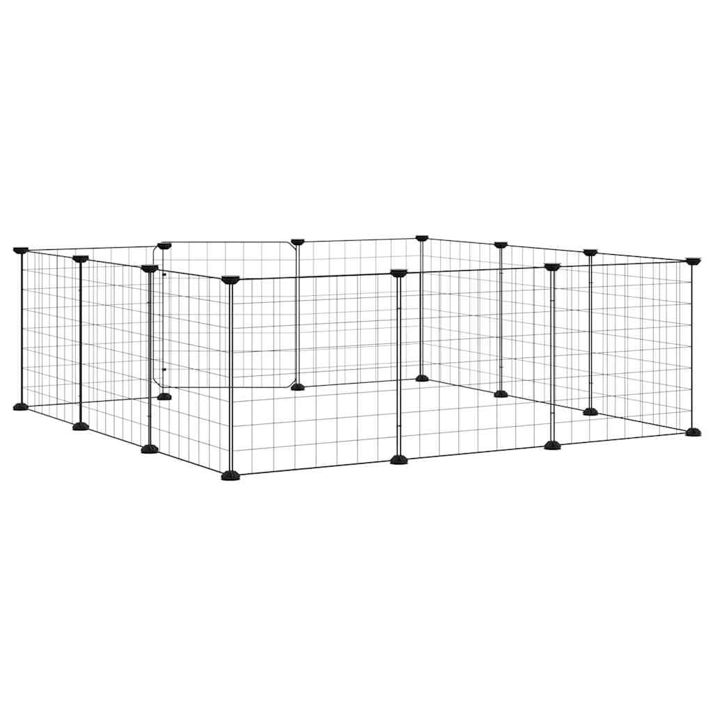 Gabbia per animali domestici a 12 pannelli con porta nera 105x105x35 cm in acciaio