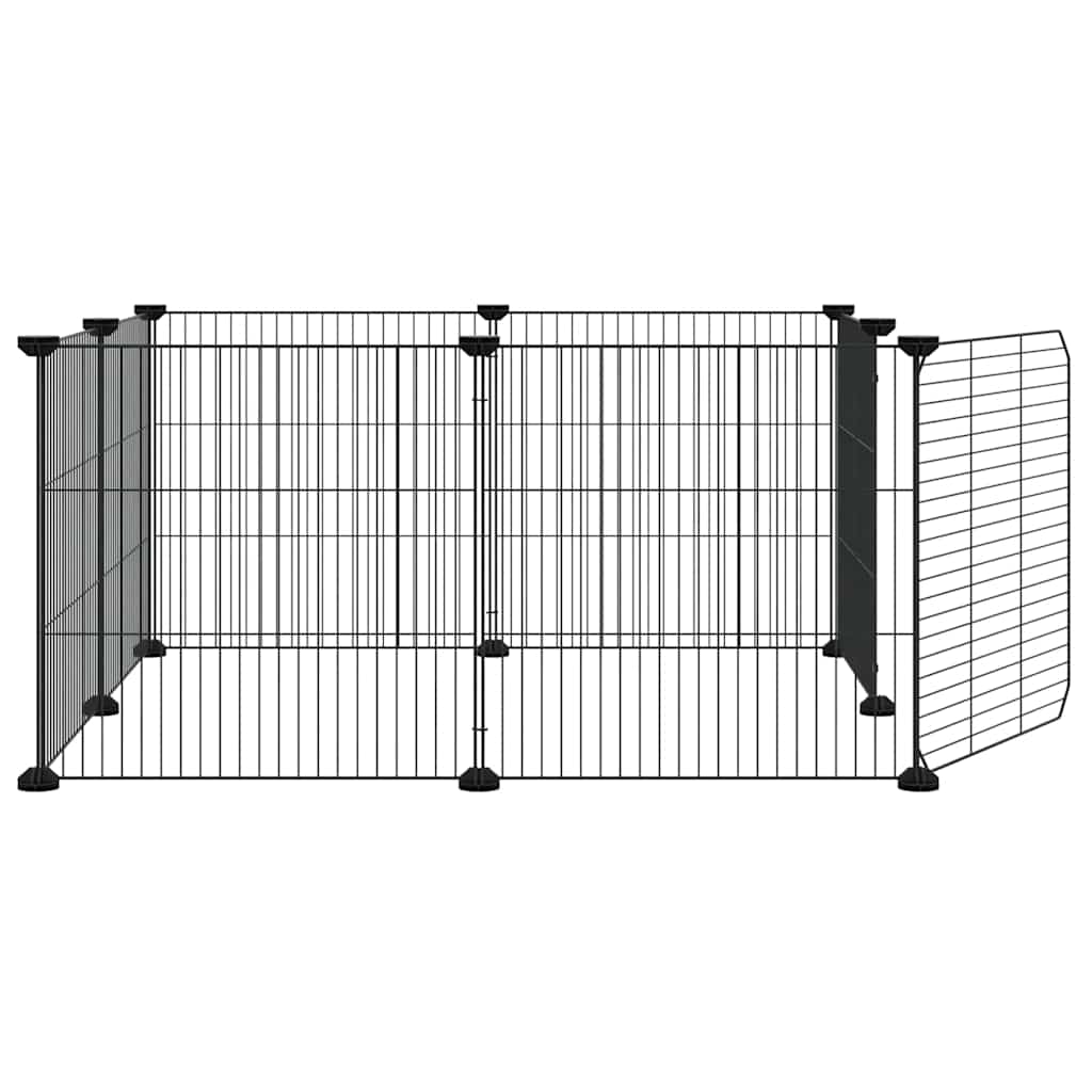 Gabbia per animali domestici a 8 pannelli con porta nera 70x70x35 cm in acciaio