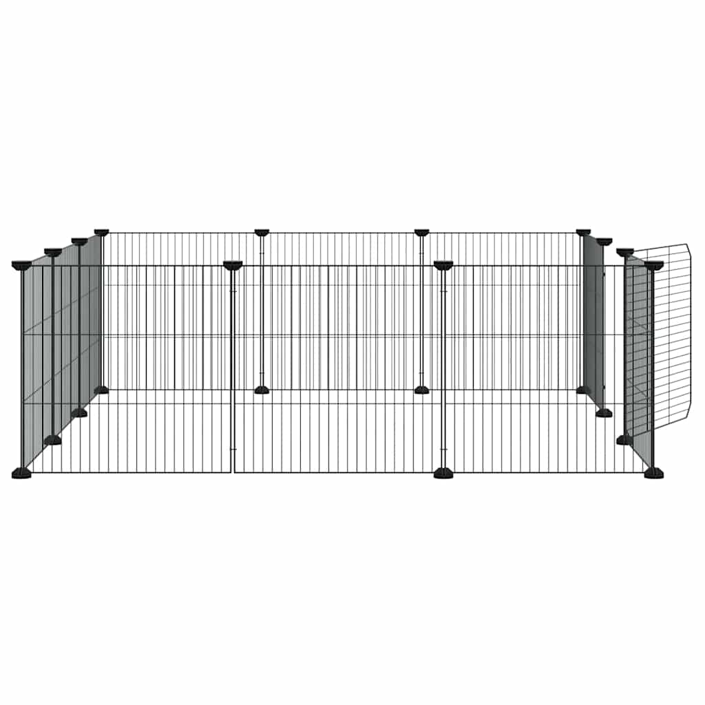 Gabbia per animali domestici a 12 pannelli con porta nera 105x105x35 cm in acciaio
