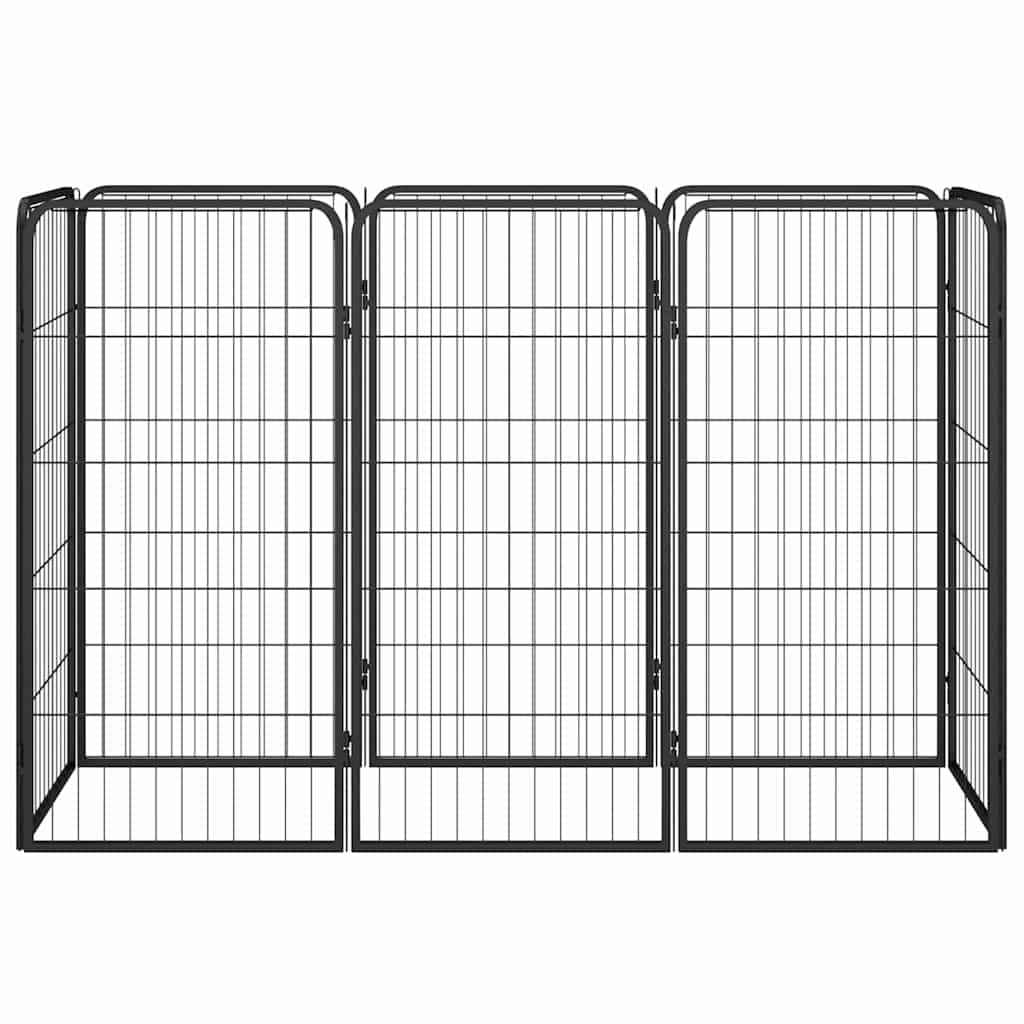 Box Cani 8 Pannelli Nero 50x100 cm Acciaio Verniciato Polvere