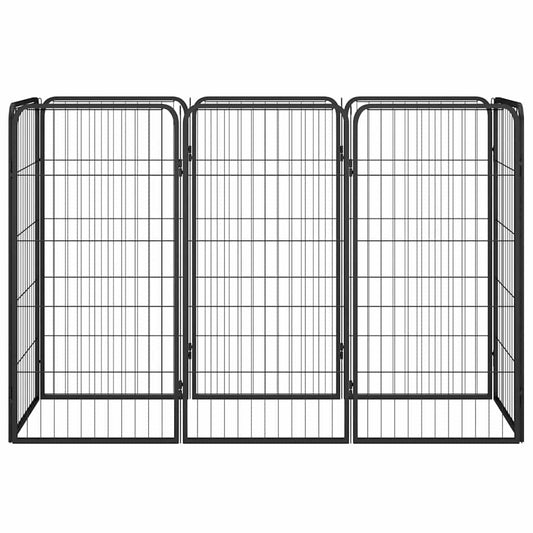 Box Cani 8 Pannelli Nero 50x100 cm Acciaio Verniciato Polvere