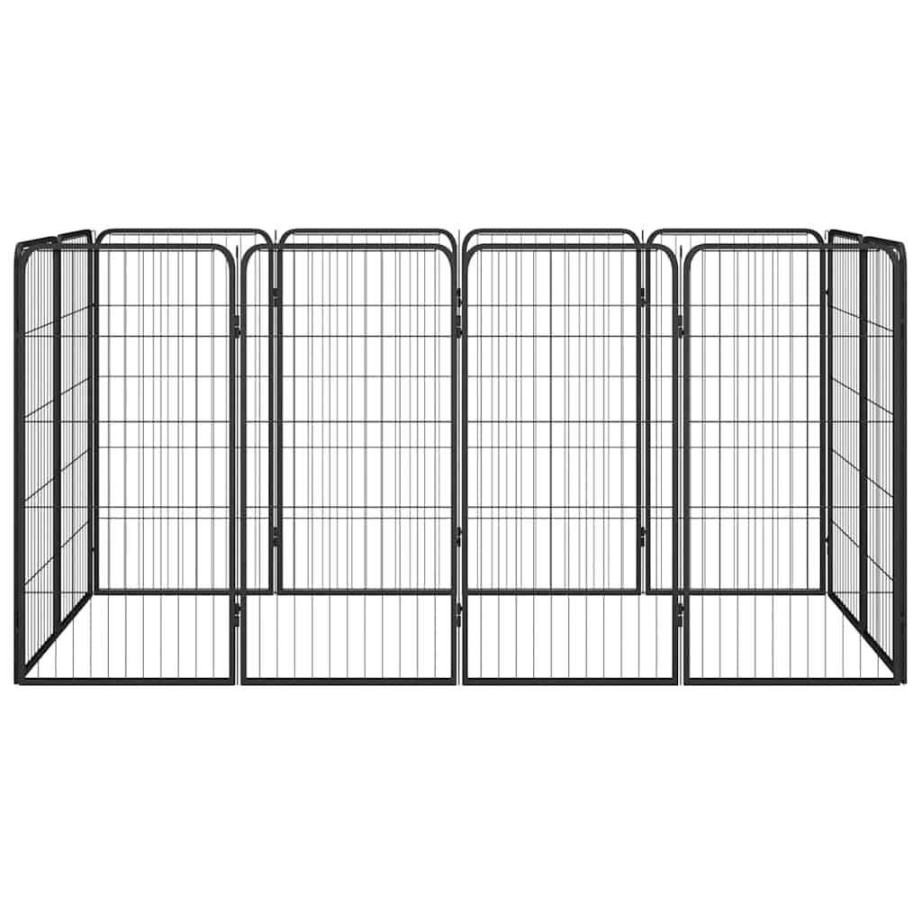 Box Cani 12 Pannelli Nero 50x100 cm Acciaio Verniciato Polvere