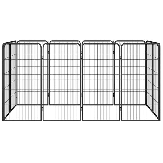 Box Cani 12 Pannelli Nero 50x100 cm Acciaio Verniciato Polvere