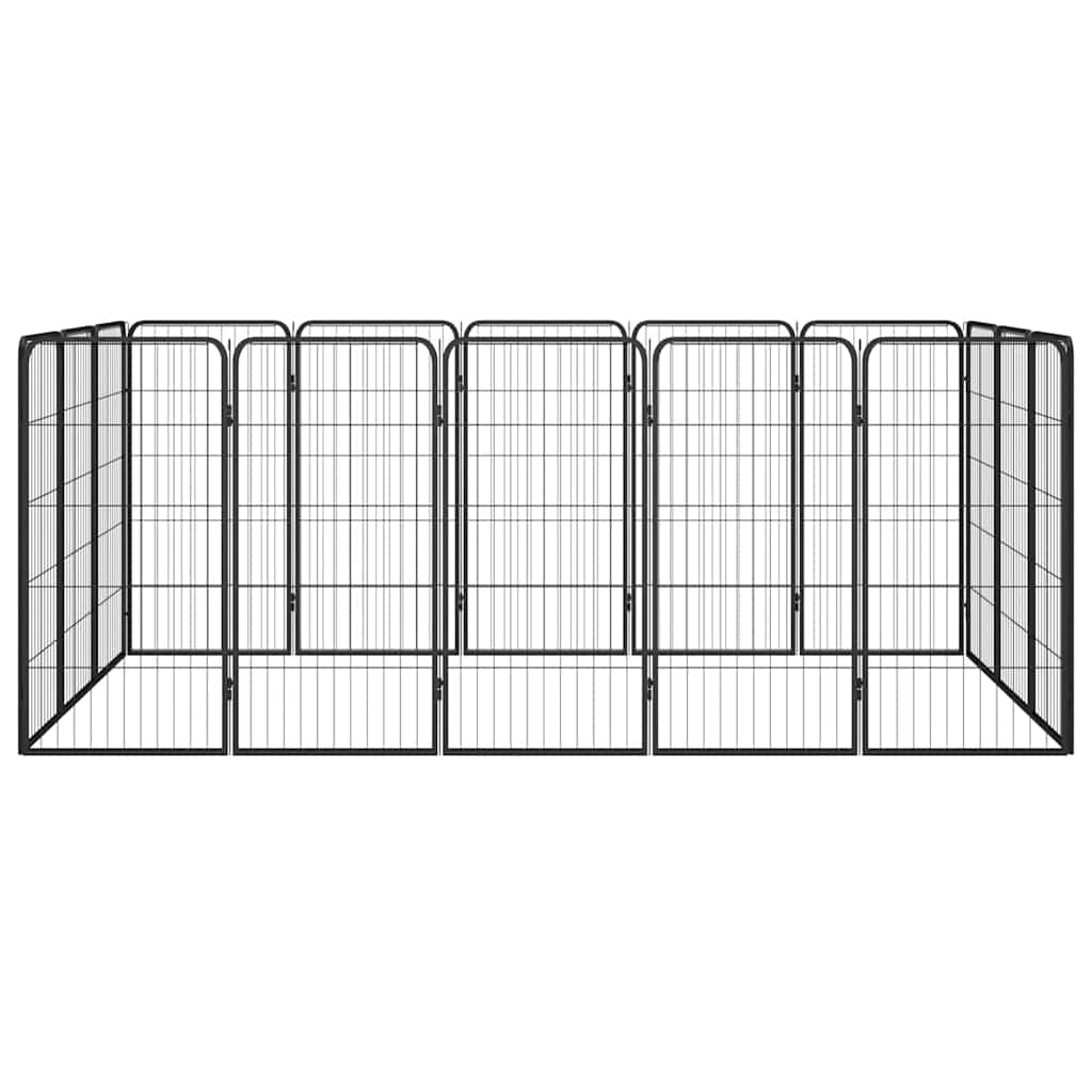 Box Cani 16 Pannelli Nero 50x100 cm Acciaio Verniciato Polvere