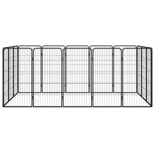 Box Cani 16 Pannelli Nero 50x100 cm Acciaio Verniciato Polvere