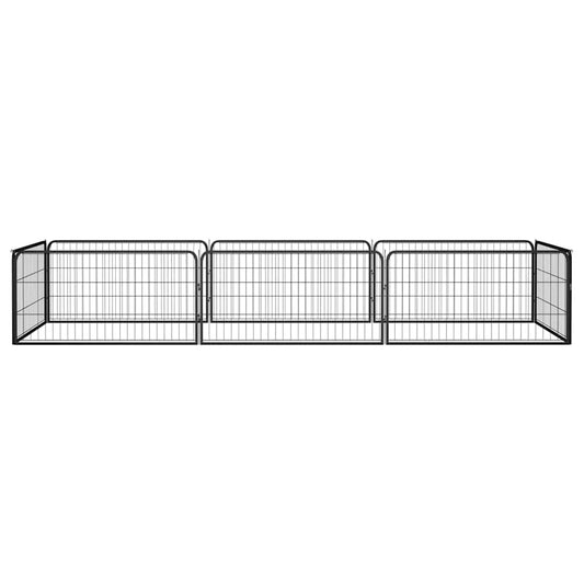 Box Cani 8 Pannelli Nero 100x50 cm Acciaio Verniciato Polvere