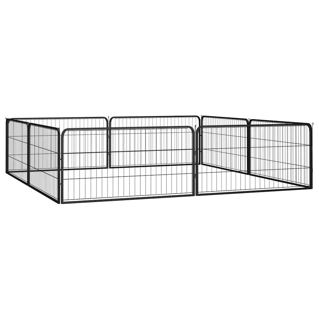 Box Cani 8 Pannelli Nero 100x50 cm Acciaio Verniciato Polvere