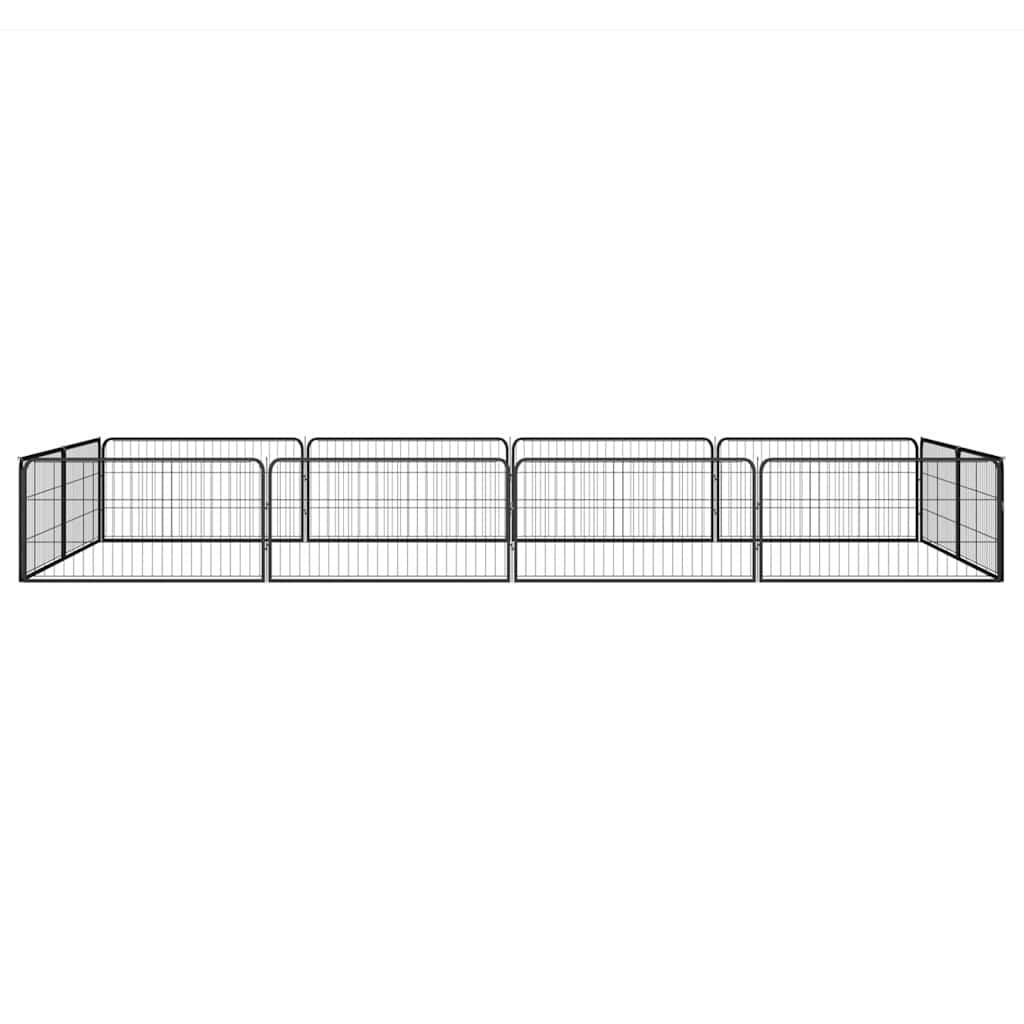 Box Cani 12 Pannelli Nero 100x50 cm Acciaio Verniciato Polvere