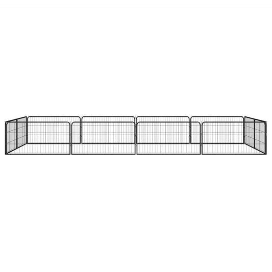 Box Cani 12 Pannelli Nero 100x50 cm Acciaio Verniciato Polvere