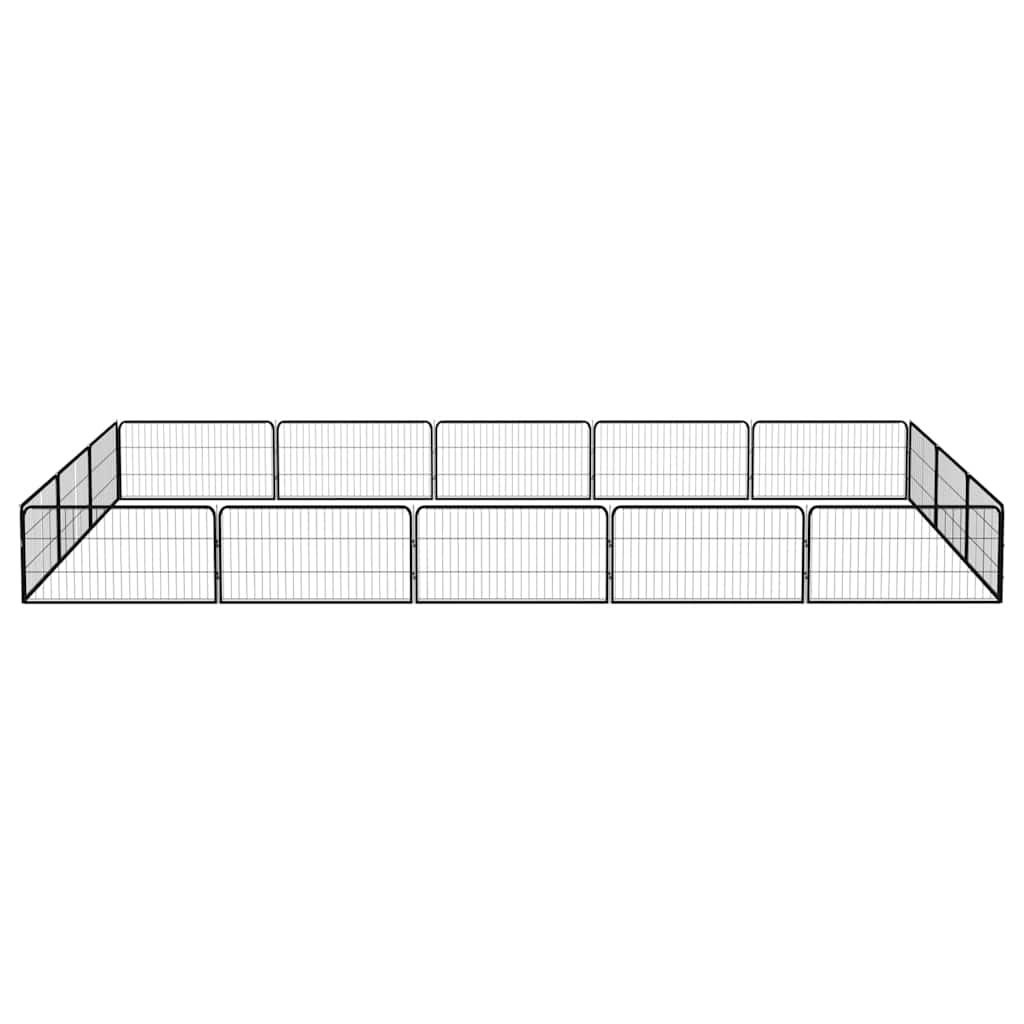 Box Cani 16 Pannelli Nero 100x50 cm Acciaio Verniciato Polvere