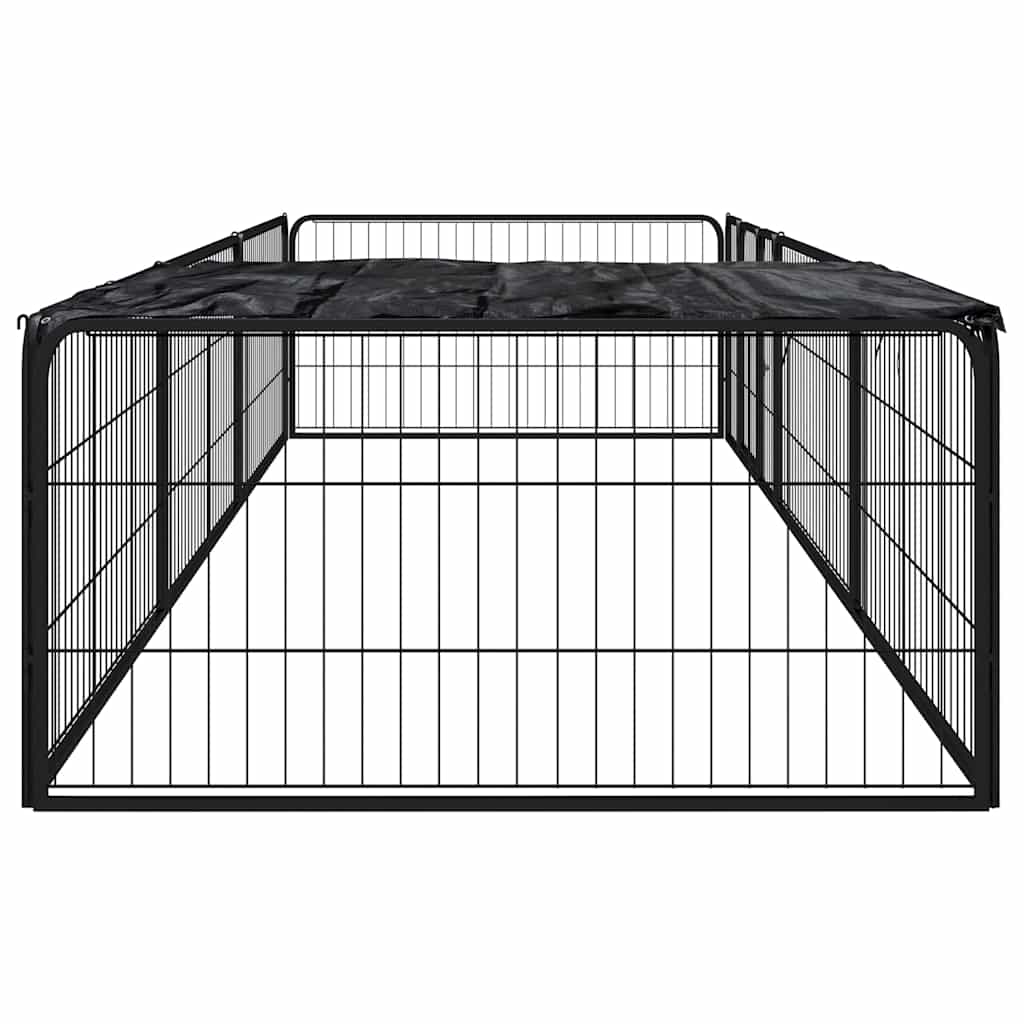 Box Cani 8 Pannelli Nero 100x50 cm Acciaio Verniciato Polvere
