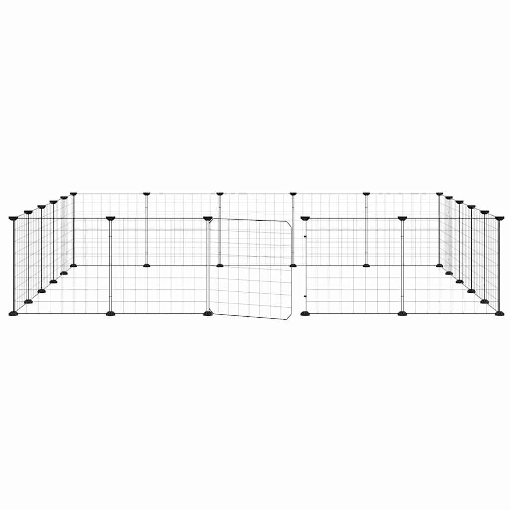 Gabbia per Animali 20 Pannelli con Porta Nera 175x175x35 cm Acciaio