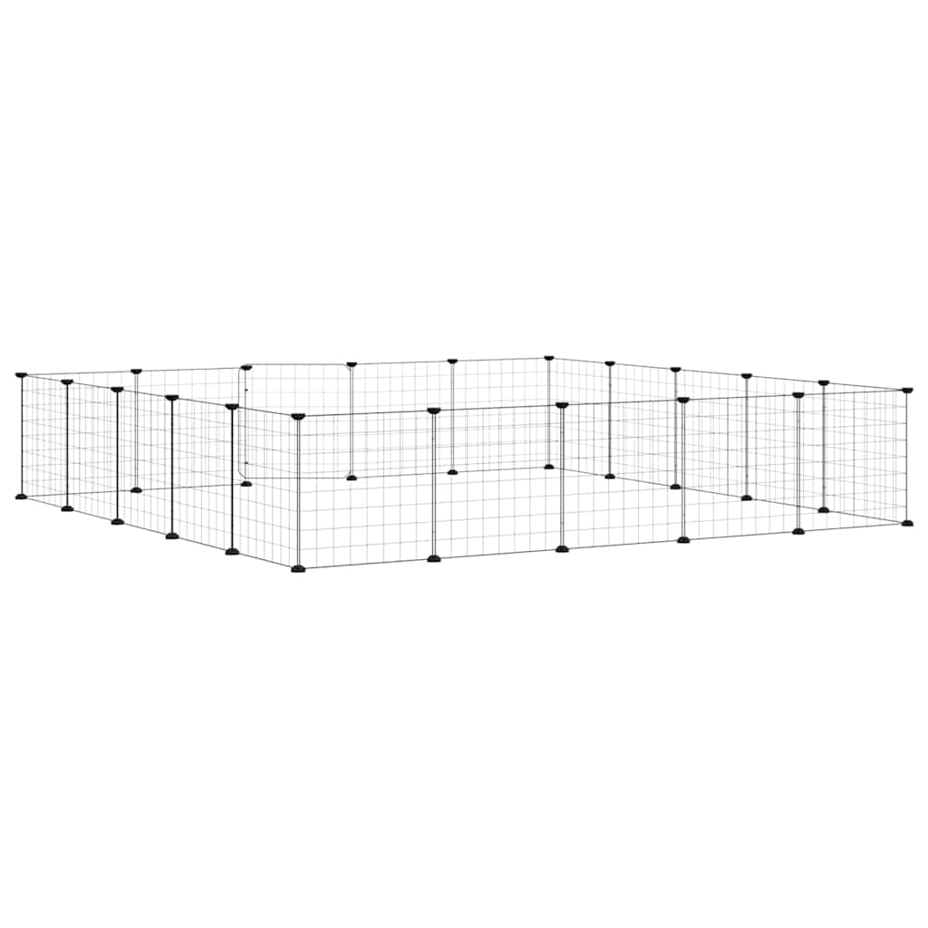 Gabbia per Animali 20 Pannelli con Porta Nera 175x175x35 cm Acciaio