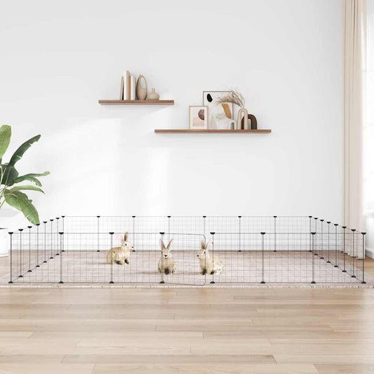 Gabbia per Animali 28 Pannelli con Porta Nero 245x245x35 cm Acciaio