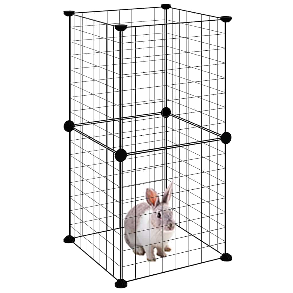 Gabbia per Animali Domestici 8 Pannelli Nero 35x35x70 cm Acciaio