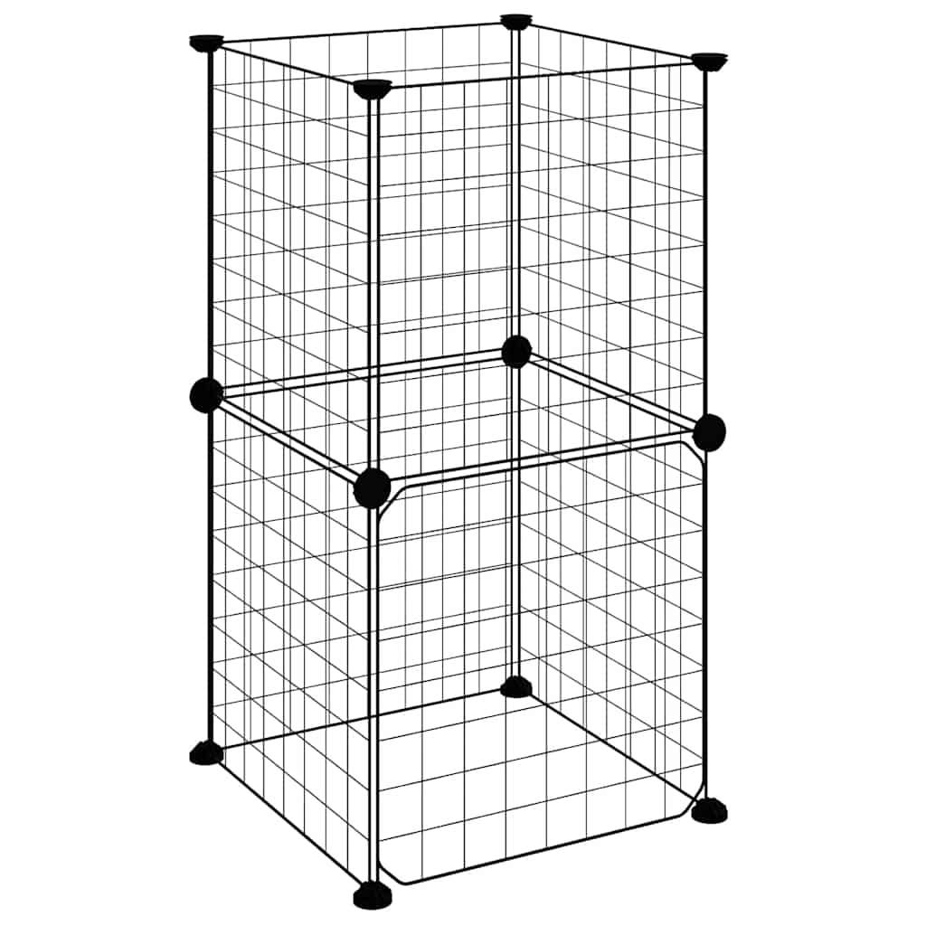 Gabbia per Animali 8 Pannelli con Porta Nero 35x35x70 cm Acciaio