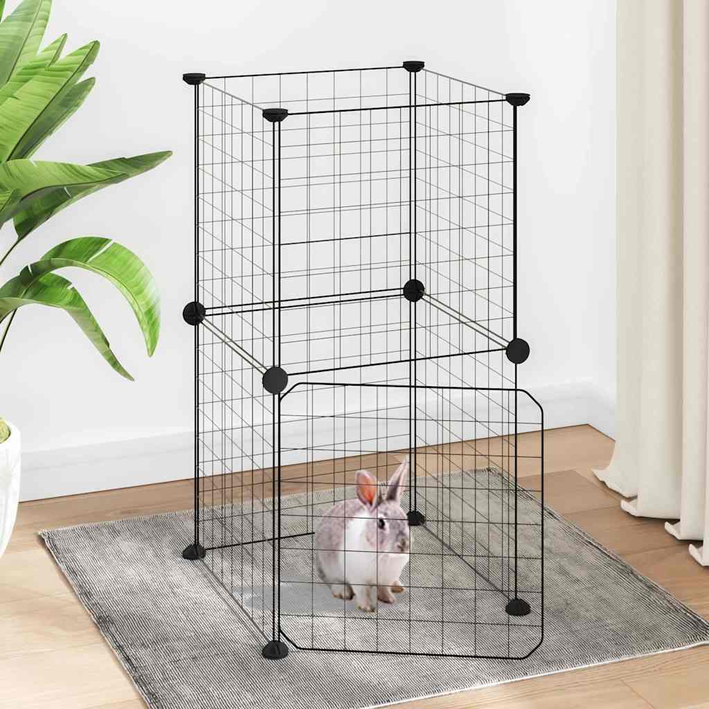 Gabbia per Animali 8 Pannelli con Porta Nero 35x35x70 cm Acciaio