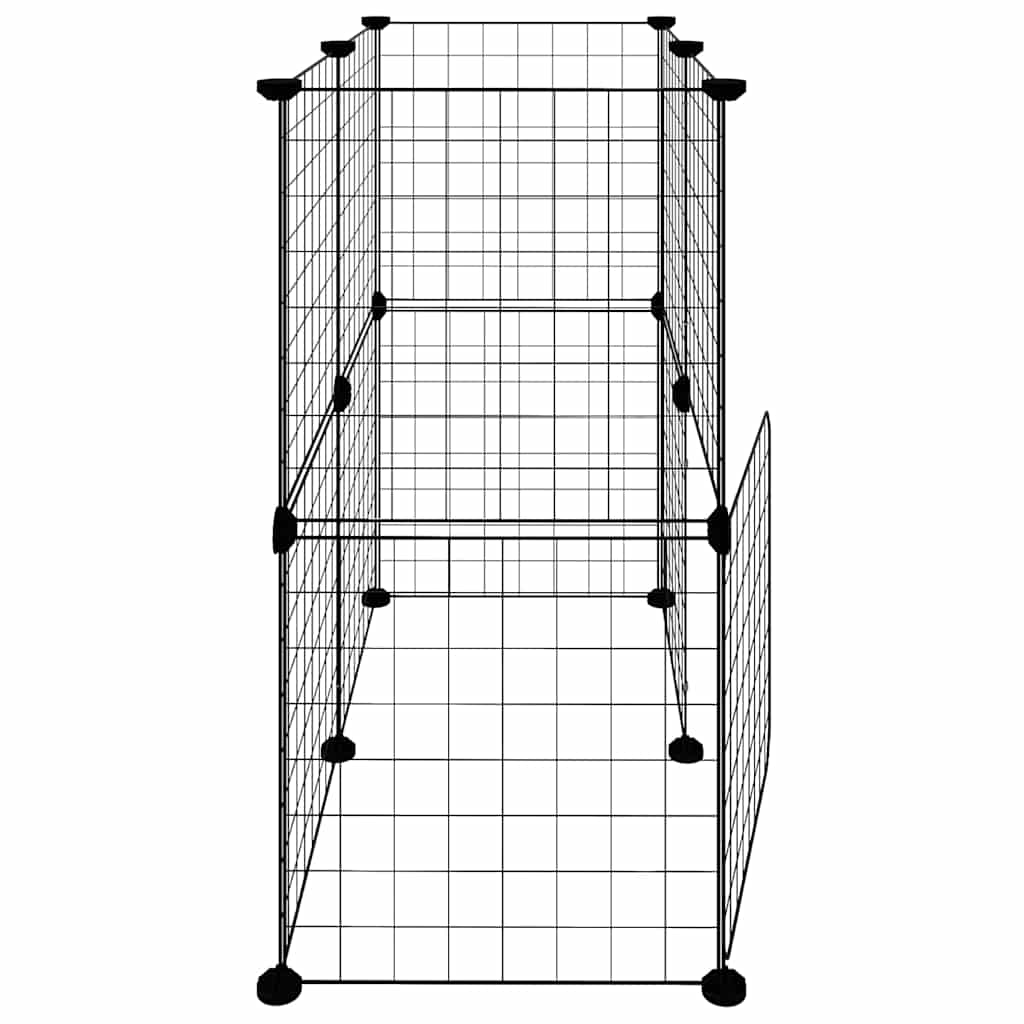 Gabbia per Animali 12 Pannelli con Porta Nero 70x35x70 cm Acciaio