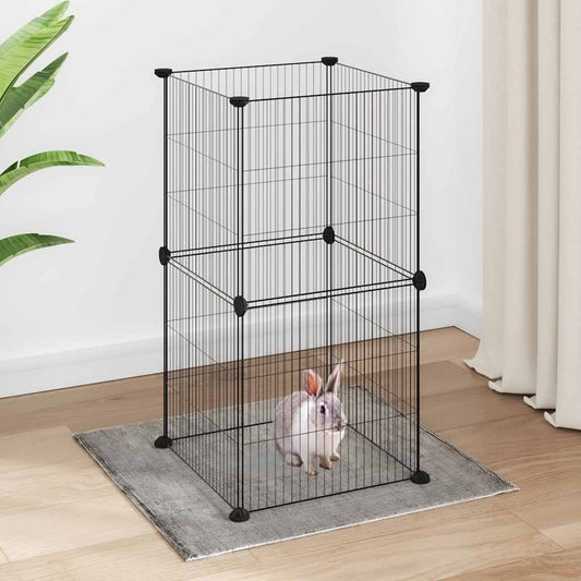 Gabbia per Animali Domestici 8 Pannelli Nero 35x35x70 cm Acciaio
